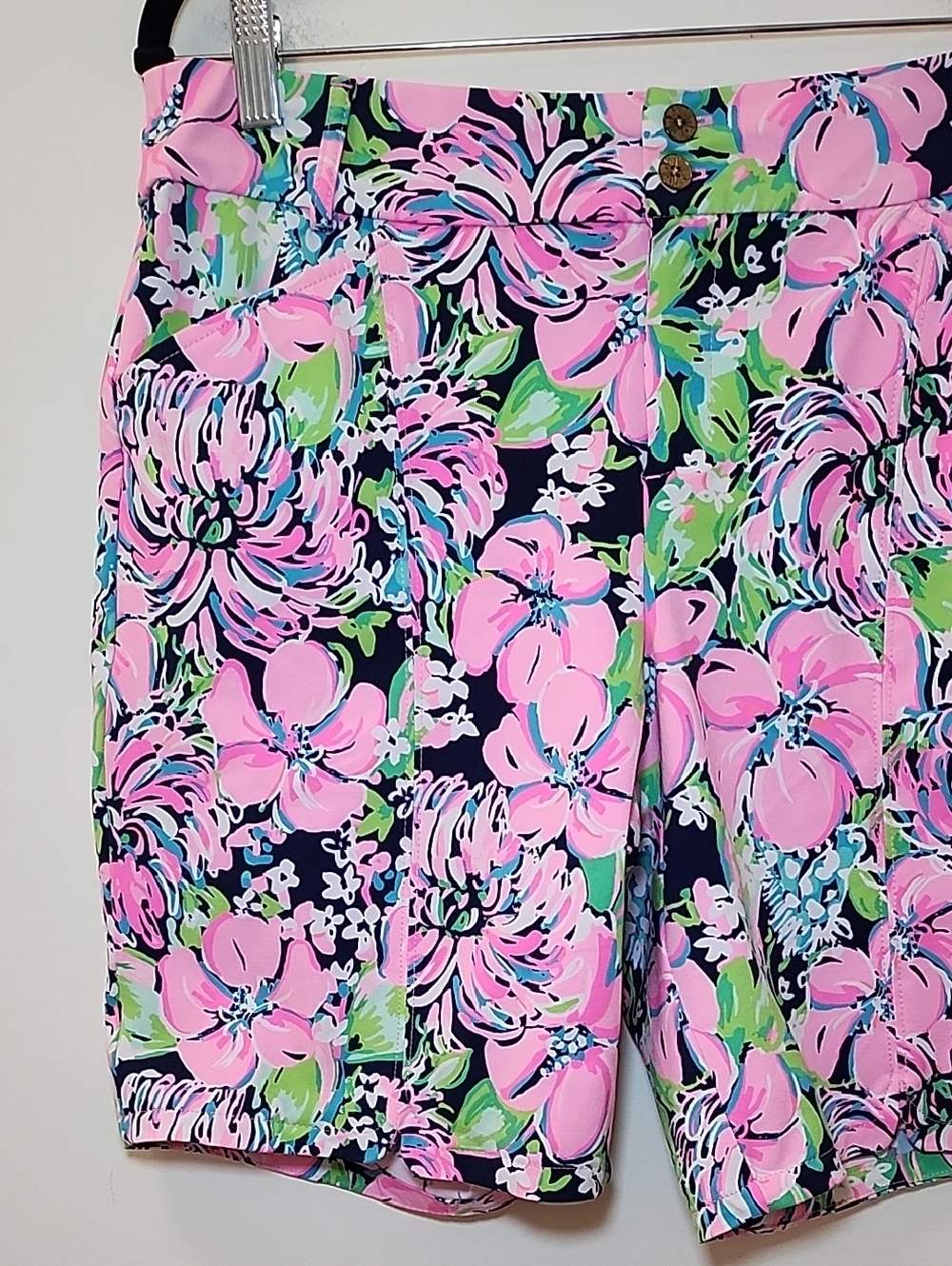 Lilly Pulitzer Luxletic Bettina UPF 50+ Navy Tall Order Bermuda Shorts Size 12 - Picture 5 of 16